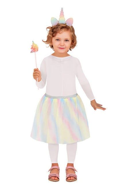 Set di costumi da unicorno colorati per bambina 3 pezzi