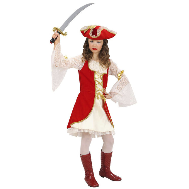 Vestito da pirata rosso bianco per bambina