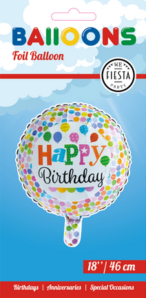 Palloncino ad elio Happy Birthday Dots Decorazione 45cm vuoto