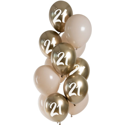 Palloncini dorati 21 anni cromati 33cm 12pz