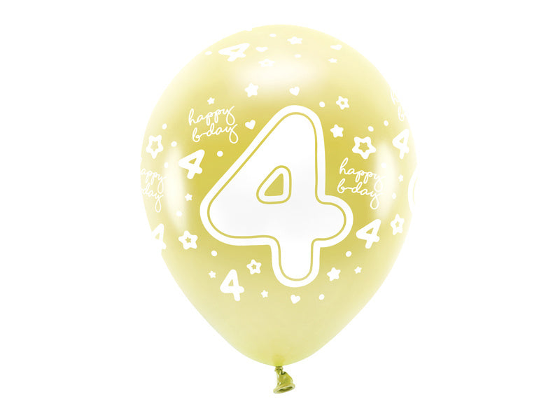 Palloncini 4 anni oro 33cm 6pz