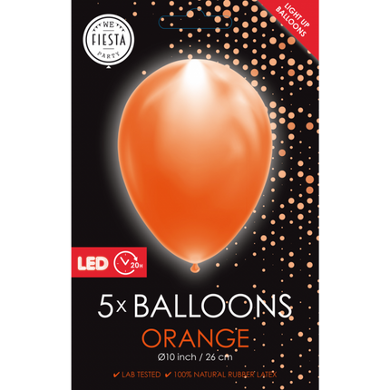 Palloncini a led arancioni 26cm 5pz