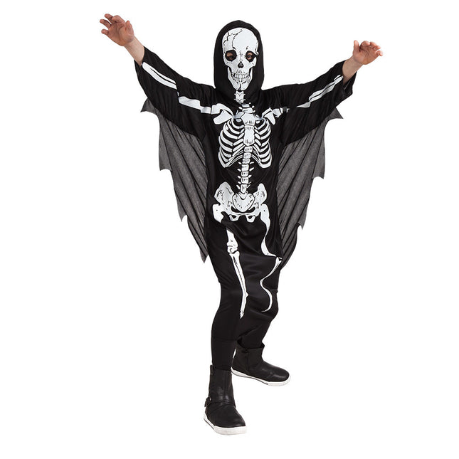 Costume da scheletro di Halloween per bambino nero