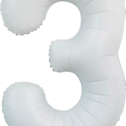 Palloncino bianco a forma di figura 3 anni lucido 86 cm