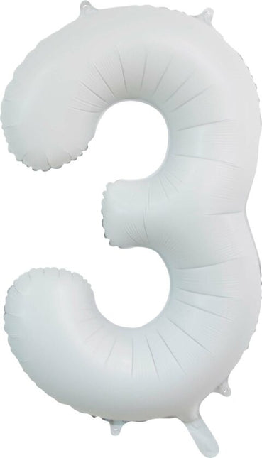 Palloncino bianco a forma di figura 3 anni lucido 86 cm