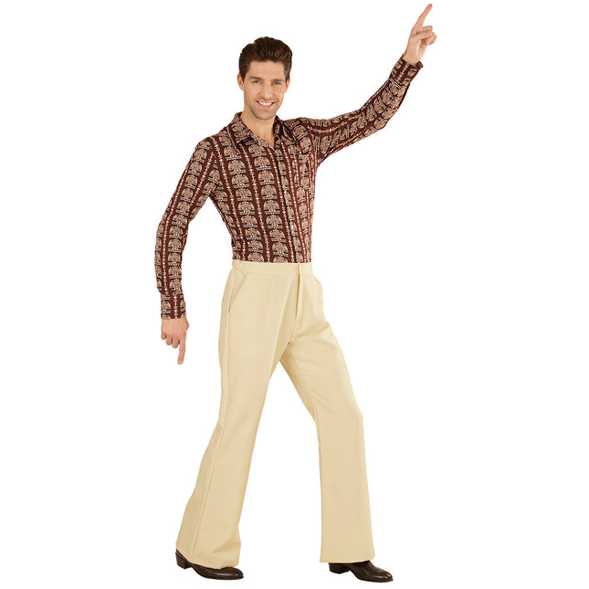 Pantaloni Disco 70S Beige Uomo