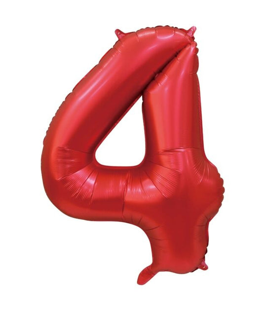 Palloncino numero rosso 4 anni lucido 86 cm