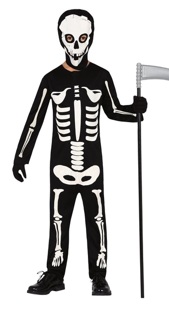 Costume di Halloween da scheletro per bambino in bianco e nero