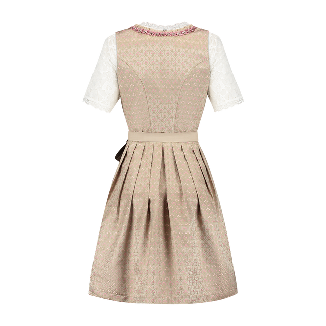 Abito Dirndl Oro Rosa Oktoberfest Donna 2 Pezzi