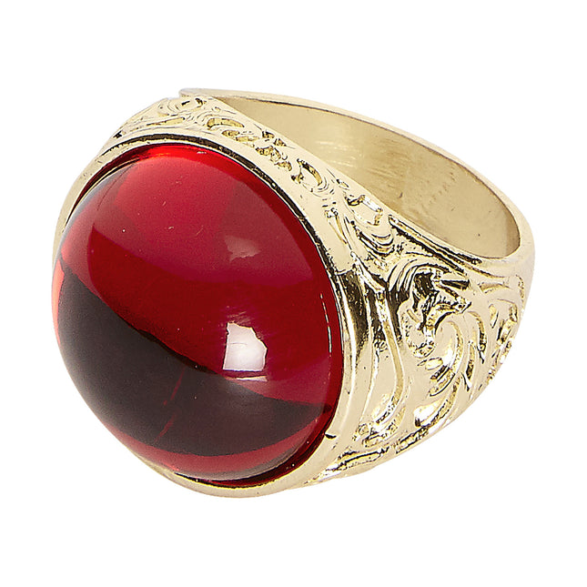 Anello d'oro con pietra rossa