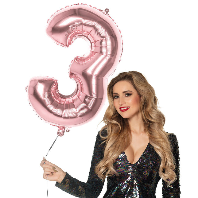 Palloncino con figura in oro rosa 3 anni 86 cm