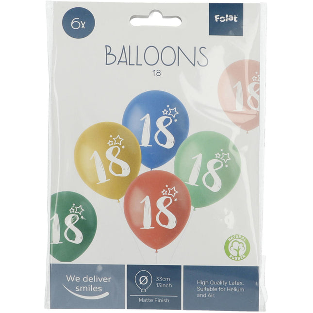 Palloncini 18 anni colorati 33cm 6pz