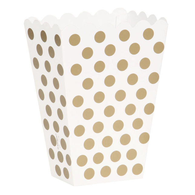 Ciotole per popcorn dorate a pois bianchi 13,7 cm 8 pezzi