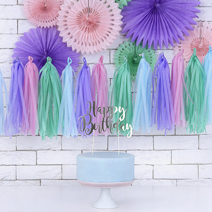 Cake topper Happy Birthday Argento 22,5 cm