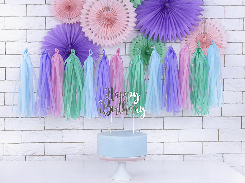 Cake topper Happy Birthday Argento 22,5 cm