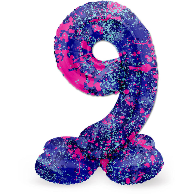 Palloncino Numero 9 Anni Splatters Con Vuoto Standard 72cm