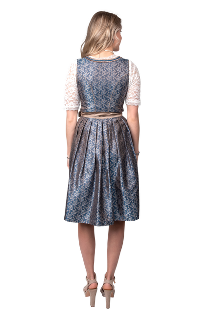 Dirndl jaquard, blau/kaffeefarbig