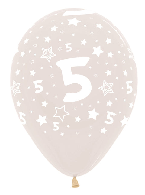 Palloncini Numero 5 Crystal Clear 30cm 25pz