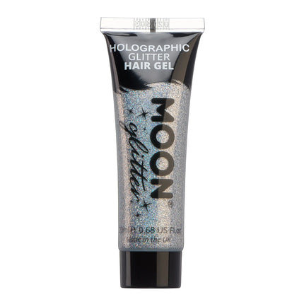 Moon Glitter Holographic Glitter Gel per capelli Argento 20ml