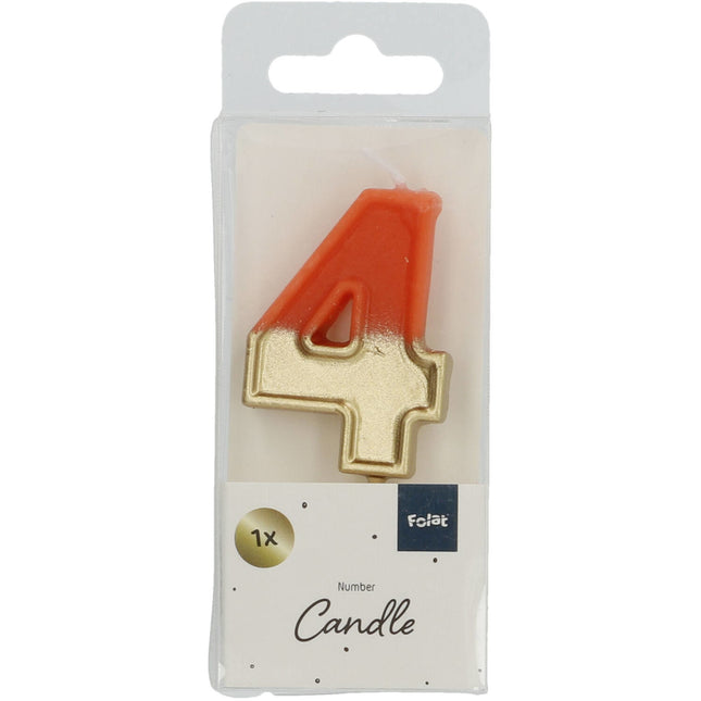 Candela 4 anni Retro Arancione 5cm