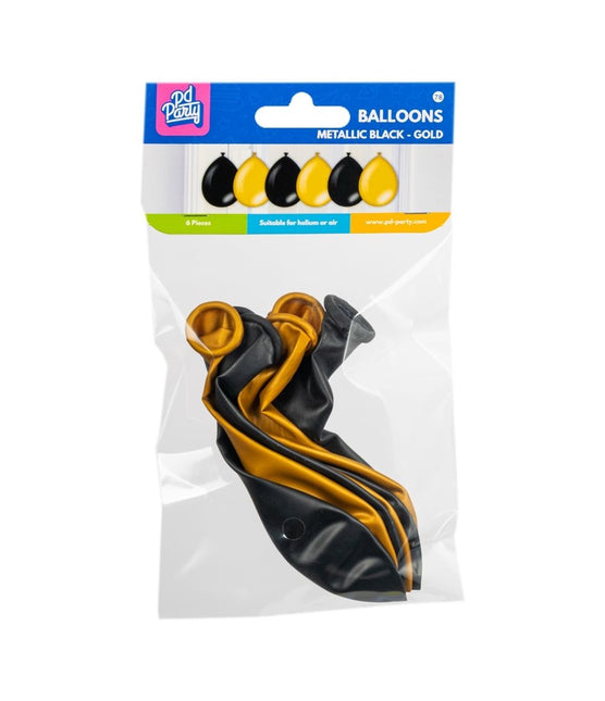 Palloncini oro nero metallizzati 30cm 6pz