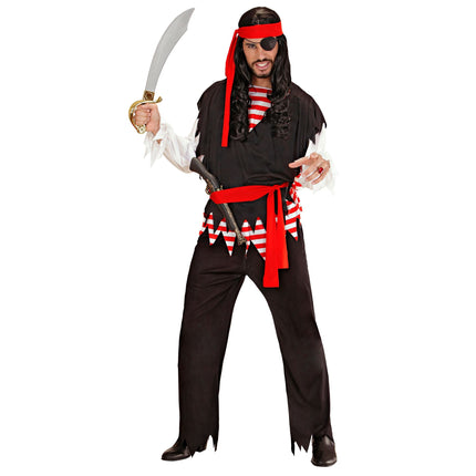 Costume da pirata rosso nero uomo a righe