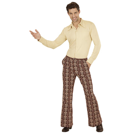 Pantaloni Disco 70S Uomo Marrone Old School