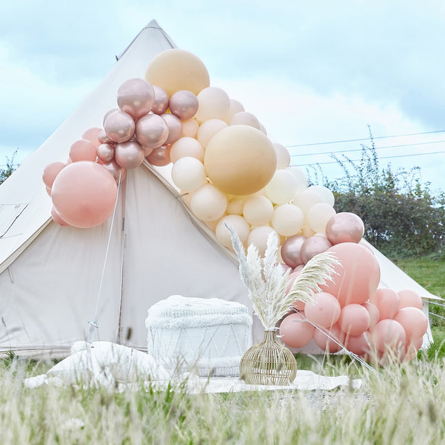 Arco di palloncini oro rosa Chrome XL Set fai da te