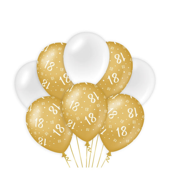 Palloncini 18 anni oro bianco 30cm 8pz