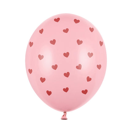 Palloncini rosa cuori rossi 30 cm 6 pezzi