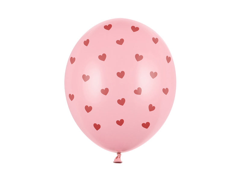 Palloncini rosa cuori rossi 30 cm 6 pezzi