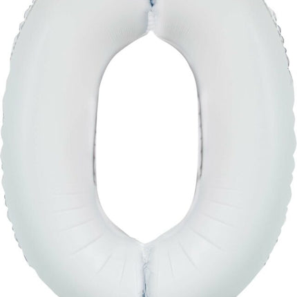 Palloncino numero bianco 0 anno lucido 86 cm