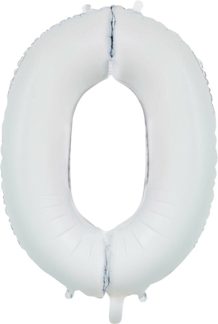 Palloncino numero bianco 0 anno lucido 86 cm