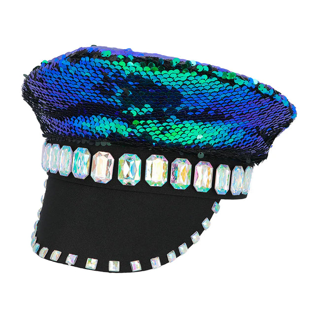 Cappello colorato con paillettes reversibile