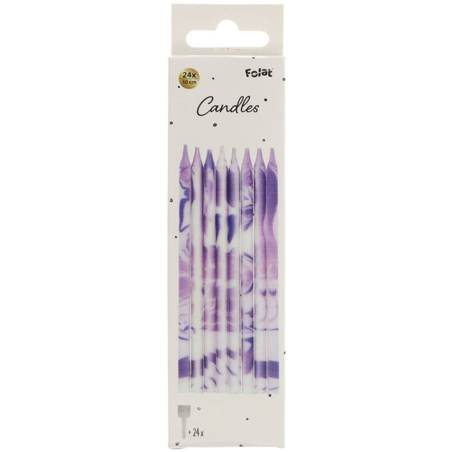 Candele viola in marmo 24 pezzi