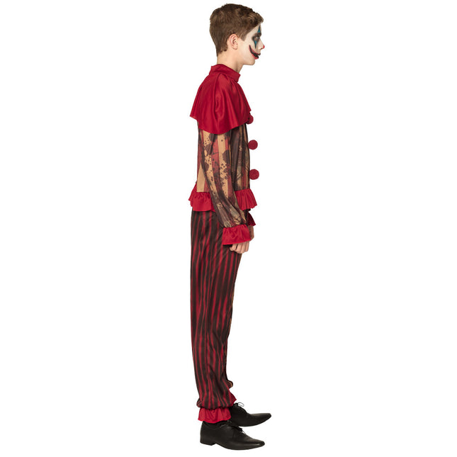 Costume da clown di Halloween rosso per adolescenti 14/16 anni