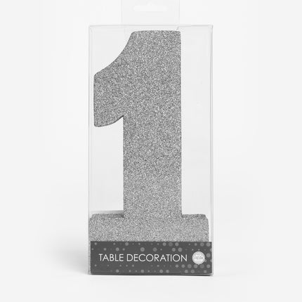 Decorazione da tavolo argentata Figura 1 Glitter 20,5 cm