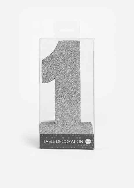 Decorazione da tavolo argentata Figura 1 Glitter 20,5 cm