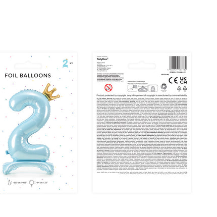 Palloncino Foil Figura 2 Azzurro Standard Vuoto 84cm