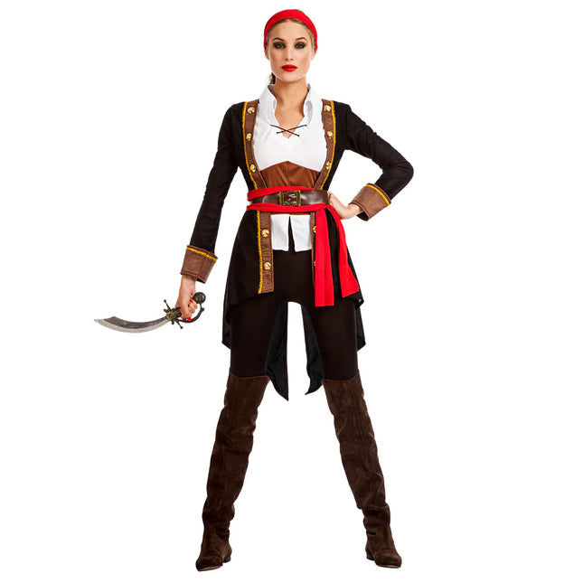 Costume da pirata nero rosso donna