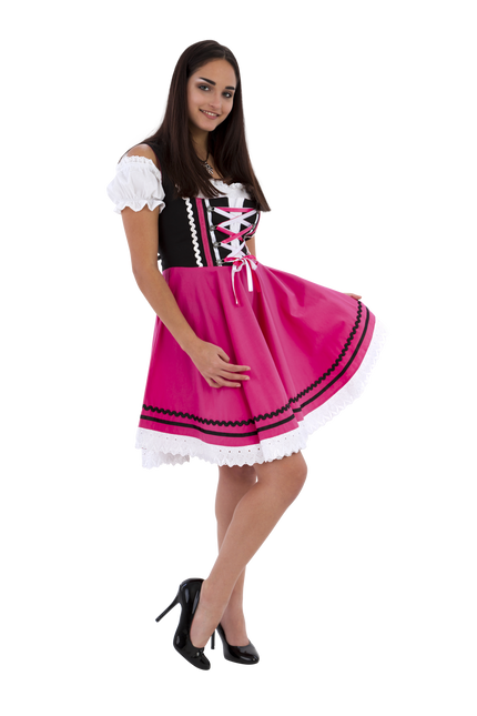 Dirndl 2-dlg., nero/rosa, camicetta Carmen