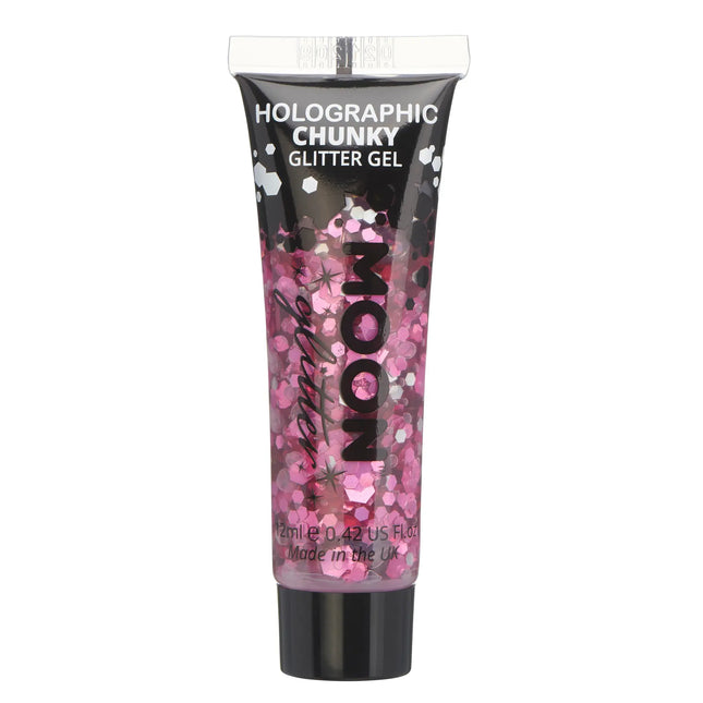 Moon Glitter Holographic Chunky Glitter Gel Rosa 12 ml