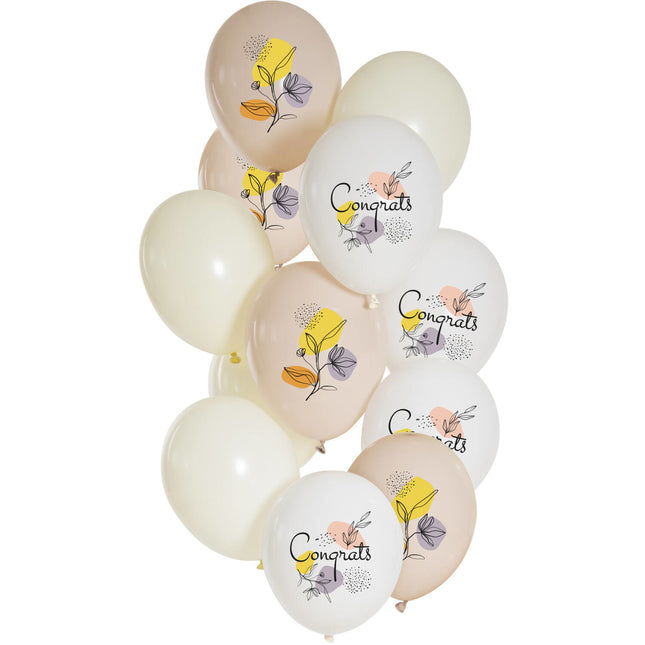 Palloncini Congrats Flowers 33cm 12pz