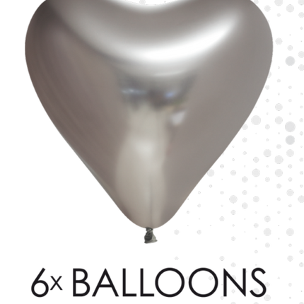 Palloncini a cuore argento 30cm 6pz