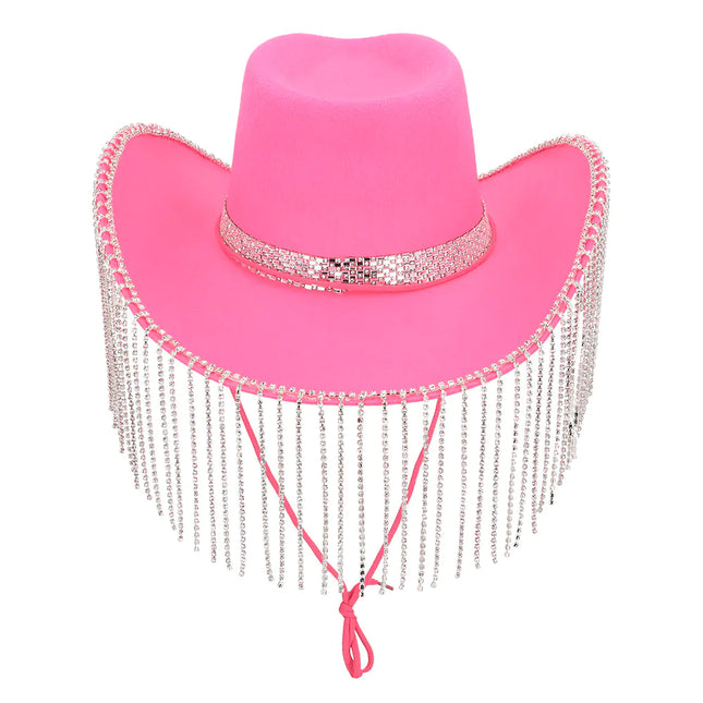 Cappello da cowgirl rosa glitterato