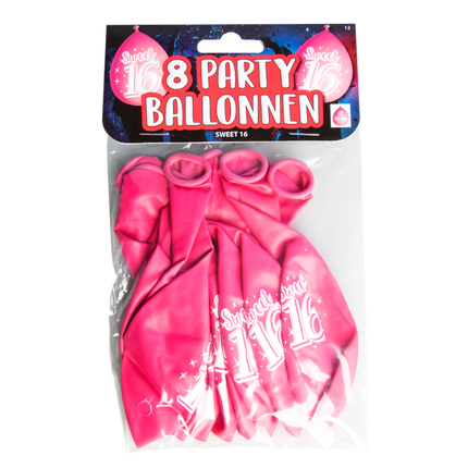 Palloncini Sweet 16 16 anni rosa 30cm 8pz