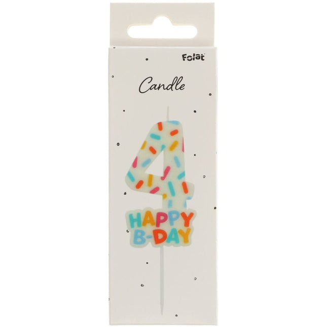 Candela di buon compleanno 4 anni 7 cm