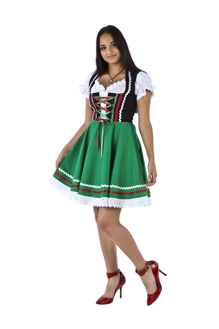 Dirndl 2-dlg., nero/verde, camicetta Carmen