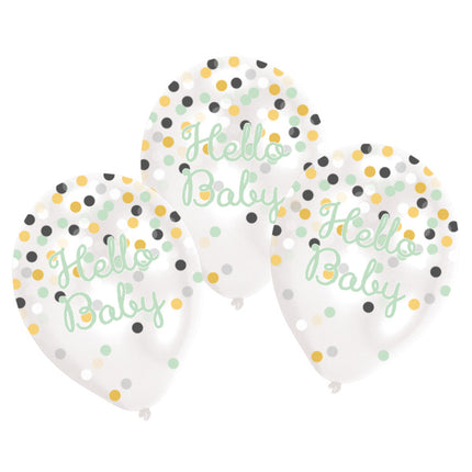 Palloncini Hello Baby Coriandoli 27,5 cm 6 pezzi