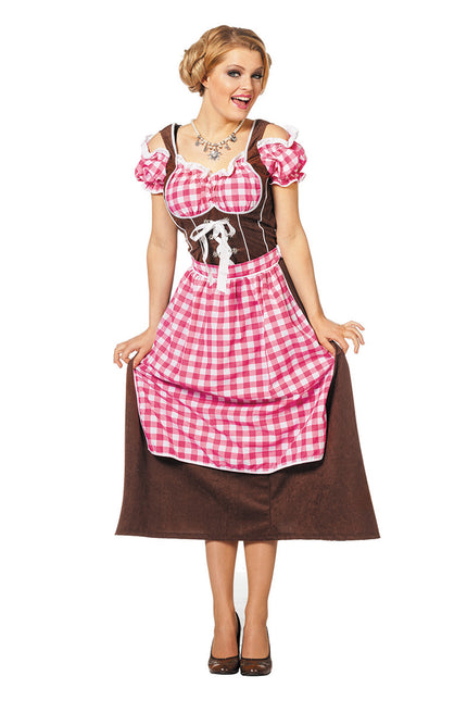 Abito Dirndl Rosa Oktoberfest Donna Lungo